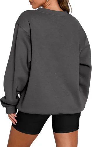 Vista 5 de Angerella Sudaderas de manga larga para mujer, estilo casual, cuello redondo, ajuste holgado, sudadera con capucha de forro polar para otoño