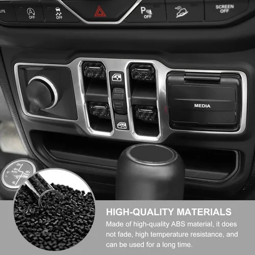 Vista 5 de Jimen Compatible con Jeep Wrangler JL JLU 2018-2023 y Jeep Gladiator JT 2020-2023, 4 piezas de cubiertas de interruptor de botón para ventana