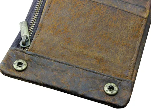 Vista 5 de clásico Biker Trucker motocicleta piel Bifold Snap portafolios wcadena L83