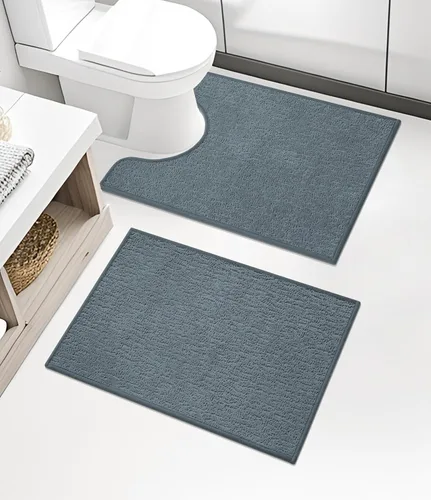 Vista 56 de Chakme Juego de 2 alfombras de baño ultrafinas, absorbentes, antideslizantes, lavables a máquina, color negro, 17 x 24 pulgadas / 17 x 30 pulgadas
