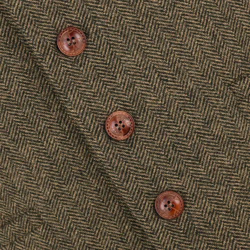 Vista 4 de VOBOOM - Chaleco entallado de mezcla de lana para hombre, con diseño de espiguilla, de tweed