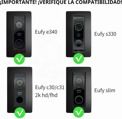 Vista 6 de Placa frontal de acero inoxidable, accesorios para UE - timbre de video - Fy/Video Doorbell, E340, 2K HD, S330, C30, C31, delgado, soporte, placa