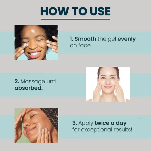 Vista 5 de BelleCôte Paris Gel hidratante facial con vitamina C, hidratante de gel ligero para mujeres con colágeno marino, hidratante facial hidratante