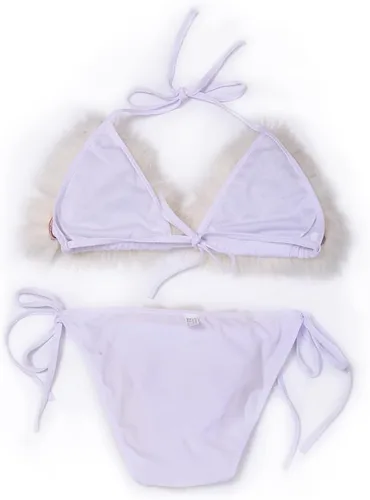Vista 3 de ZOSCGJMY Conjunto de bikini de dos piezas de piel sintética para mujer Beige