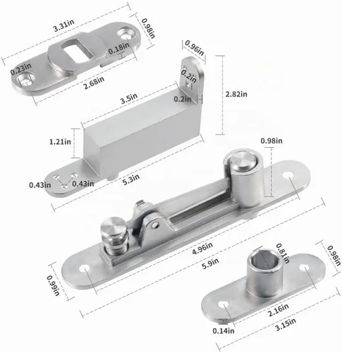 Vista 2 de Ranbo Bisagras de pivote de puerta de cierre automático comercial/casero Bisagras ocultas resistentes para puertas de madera Eje de 360 grados