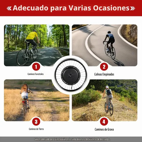 Vista 9 de Kit de conversión de bicicleta eléctrica de 1000 W 48 V con pantalla LED, cubo de rueda delantera de 20 pulgadas, impermeable, cubo de bicicleta