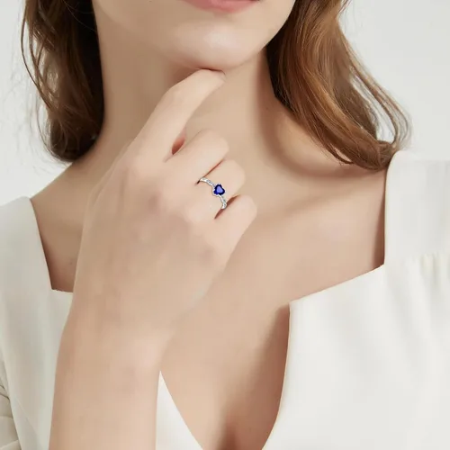 Vista 5 de Yaresul Anillo de promesa de corazón de 1.25 quilates para mujer, anillos Plata de ley 925 de zafiro creado