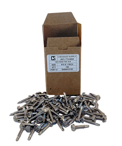 Vista 4 de Chenango Supply Tornillos Tek de cabeza hexagonal de acero inoxidable #10 x 1