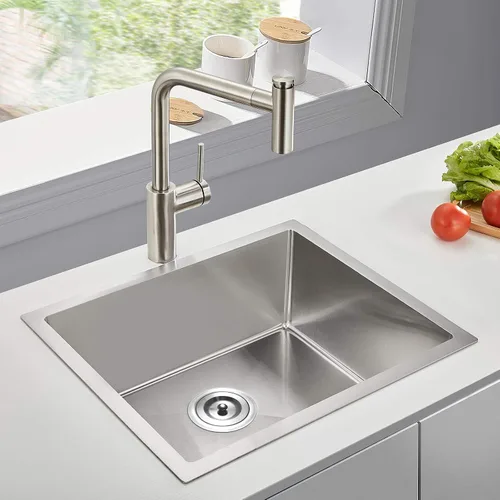 Vista 14 de ROVATE - Fregadero de barra o fregadero de cocina de 13 x 15 pulgadas, hecho a mano, de acero inoxidable T-304 de un solo tazón