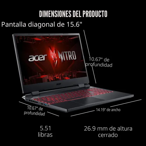 Vista 11 de Acer Nitro 5 AN515-58-525P Laptop para juegos Intel Core i5-12500H GPU NVIDIA GeForce RTX 3050 Laptop Pantalla IPS FHD de 15.6 pulgadas 144Hz