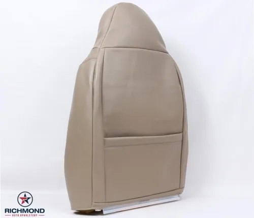 Vista 3 de 2001 Ford F-350 Lariat perforado Driver Side Lean Back carcasa Asiento de piel de repuesto w/Lariat Logo, Tan