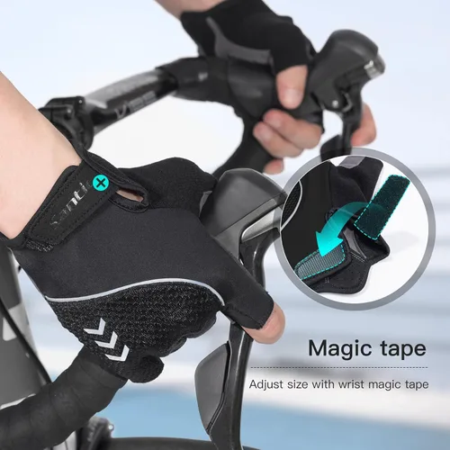 Vista 5 de Santic Guantes de ciclismo, guantes de ciclismo de medio dedo, guantes de conducción en carretera con almohadilla antideslizante que absorbe