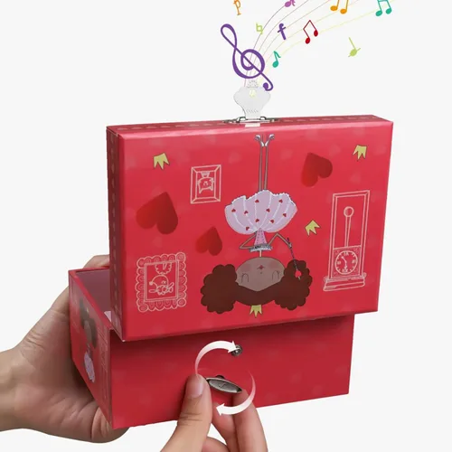 Vista 6 de FALUOS Joyero musical con bonita caja de música de princesa giratoria estuche de almacenamiento de joyas el mejor regalo de juguetes para niñas