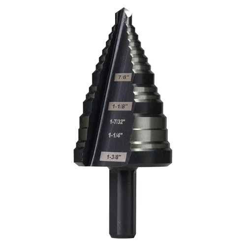 Vista 9 de Broca escalonada M2 HSS de 1/4 a 1-1/8 pulgadas, Unibit para cortar acero inoxidable, metal, madera y plástico