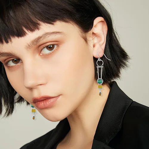 Vista 2 de Aretes bohemios hechos a mano, aretes bohemios, hechos a mano, joyería étnica antigua, aretes vintage para mujeres y niñas