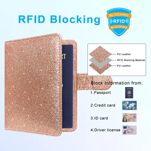 Vista 5 de Funda para pasaporte ACdream, piel de calidad superior, cartera con bloqueo RFID