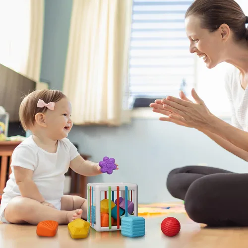 Vista 2 de LiKee Juguetes Montessori para niños de 1 año y más, clasificador de formas,10 bloques para el desarrollo sensorial y las habilidad motoras finas
