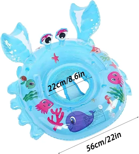 Vista 4 de AIYUENCICI Flotador de natación para bebé, balsa flotante inflable con asa de asiento de seguridad, anillo flotante de cintura para niños, bañera