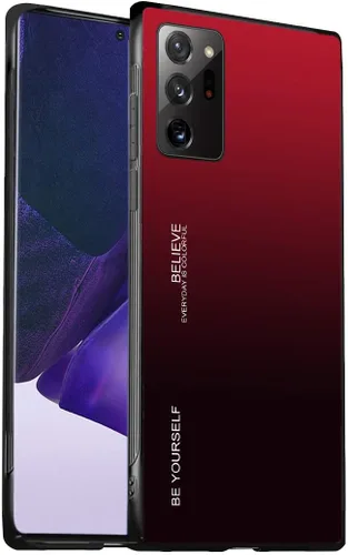 Vista 10 de Funda diseñada para Samsung Note 20 Ultra con vidrio templado de alta calidad en la parte posterior, anticaídas, color rojo