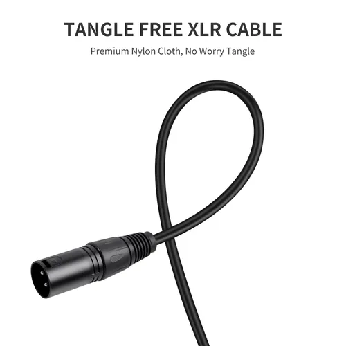 Vista 5 de Paquete de 2 cables de micrófono XLR macho a macho de 3 pines, cable de audio equilibrado profesional con cobre sin oxígeno, conectores chapados