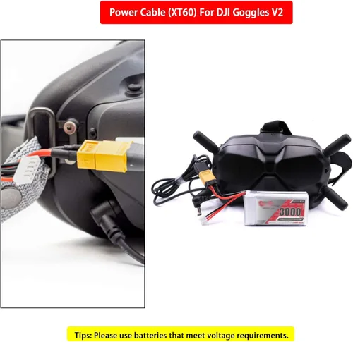 Vista 4 de Avata FPV - Cable de alimentación XT60 a CC para DJI Avata Fly Smart Combo FPV Goggles V2, FPV Goggles Battery 1.2M/47inch