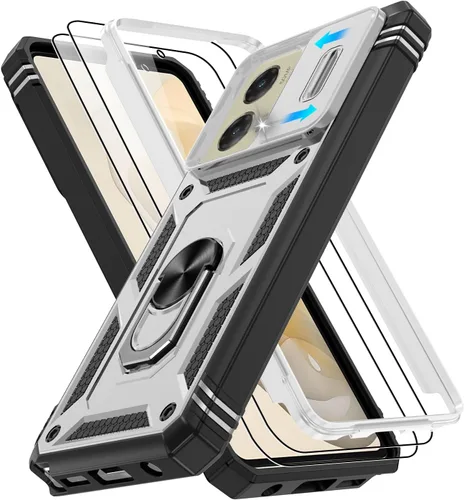 Vista 145 de Gritup Funda para Google Pixel 6 con cubierta deslizante para cámara y protector de pantalla (2 unidades), soporte de anillo giratorio 360°, funda
