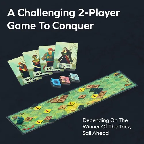 Vista 3 de ALLPLAY Sail Cooperative Strategy - Juego de mesa para 2 jugadores para adultos y familia, juego de cartas único para tomar trucos, límites