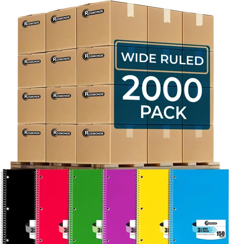 Vista 12 de Rosmonde Cuaderno de 3 materias con rayas anchas, paquete de 6, páginas adicionales, 300 páginas (150 hojas), papel grueso que no se corre, 3