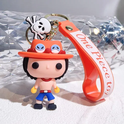 Vista 4 de Llavero con diseño de anime de una pieza, Luffy Law Sanji con colgante de acrílico y accesorios de regalo para hombres y niños, S