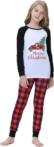 Vista 6 de YIJIU Pijamas de Navidad con estampado de ciervos y tótem de manga larga