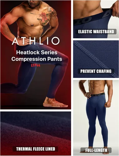Vista 6 de ATHLIO Men's Thermal Compression Pants, Athletic Running Tights & Sports Leggings, Wintergear Base Layer Bottoms