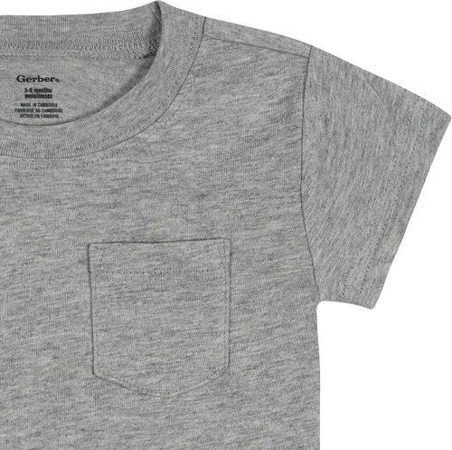 Vista 6 de Gerber Paquete de 3 camisetas de manga corta con bolsillo para niños pequeños