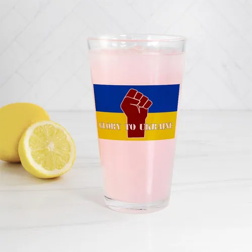 Vista 3 de CafePress Glory To Ukraine - Vaso de pinta (16 oz)