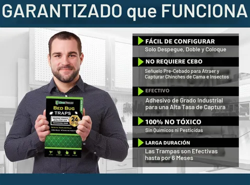 Vista 2 de MaxGuard Trampas para insectos de cama (24 trampas) Trampas de detección de chinches no tóxicas. Detecta, atrapa y mata chinches e insectos