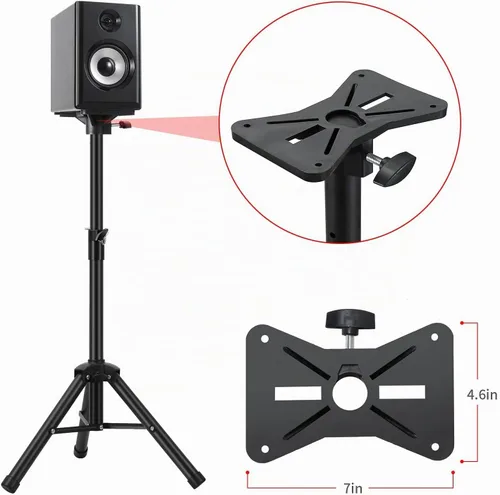 Vista 7 de Soporte para altavoz de PA y DJ resistente, altura ajustable de 30 a 44 pulgadas, de acero, bolsa de transporte