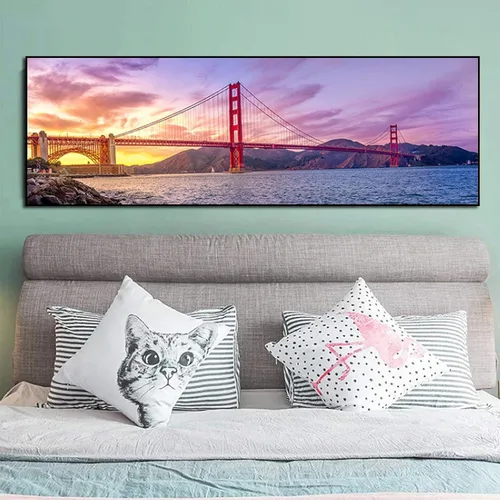 Vista 4 de Los carteles e impresiones artísticas del puente Golden Gate de San Francisco se imprimen en lienzo. Arte de la pared de la lona para la imagen