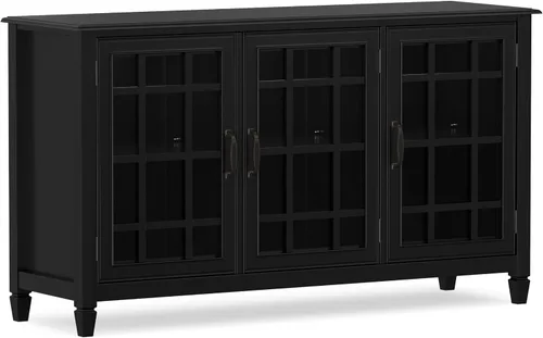 Vista 28 de SIMPLIHOME Connaught - Armario de madera maciza de 60 pulgadas de ancho, color negro
