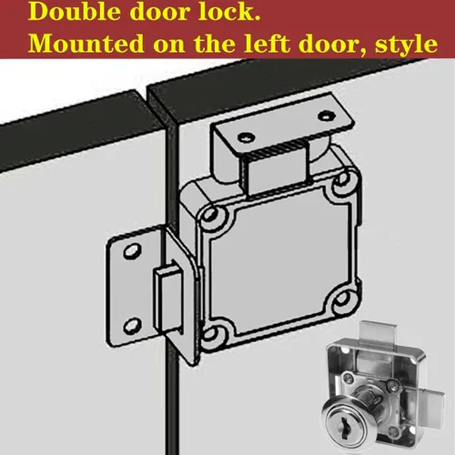 Vista 2 de Cerradura de puerta doble para gabinete, cerradura de cajón de gabinete [con llave igual] Cerradura de puerta de doble pestillo