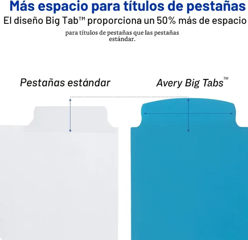 Vista 3 de Avery® Separadores de plástico duraderos para escribir con pestañas borrables, 11 x 8 1/2 pulgadas, multicolor, 8 pestañas
