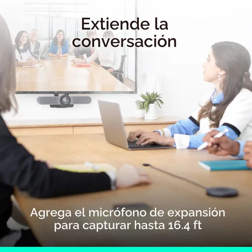 Vista 10 de Logitech MeetUp - Sistema de videoconferencia, Ultra HD 4K/1080p/720p, 3 micrófonos/altavoces ajustables, amplio campo de visión de 120°