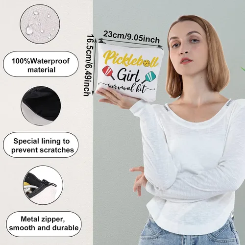 Vista 2 de WZMPA Bolsa de maquillaje cosmética para niña de Pickleball Player, kit de supervivencia de pickleball para niña, regalo de entrenamiento de Chica