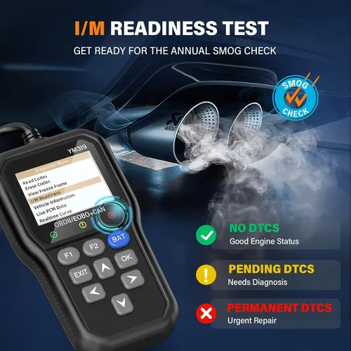 Vista 7 de BluSon YM319 - Escáner OBD2, herramienta de diagnóstico con probador de batería, lector de código de falla del motor con datos en vivo, impresión