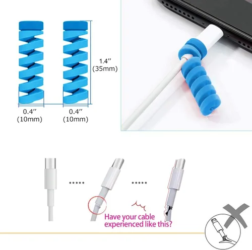 Vista 7 de Tapones antipolvo USB C tipo C para puerto de carga, 4 unidades con 2 protectores de cable en espiral compatibles con iPhone 17/16/15 Plus Pro Max