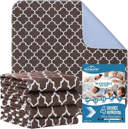 Vista 28 de OUTCREATOR® Almohadillas de cama lavables de 34" x 56" (paquete de 2), protector de colchón para incontinencia, almohadillas impermeables