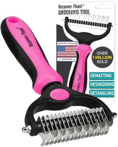 Vista 13 de Maxpower Planet Rastrillo para Perros y Cepillo de Pelo de Perro - Remueve Suavemente el Subpelo Suelto, Nudos y Enredos - Herramienta de Deslanado