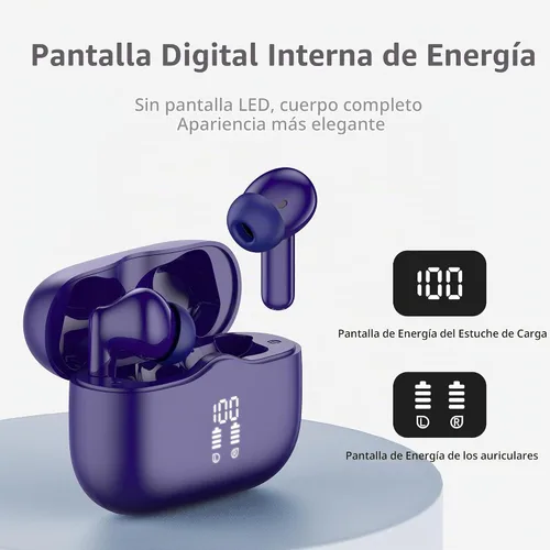 Vista 5 de Auriculares inalámbricos, Bluetooth 5.4 con graves profundos estéreo de alta fidelidad, 4 ENC con cancelación de ruido, auriculares inalámbricos