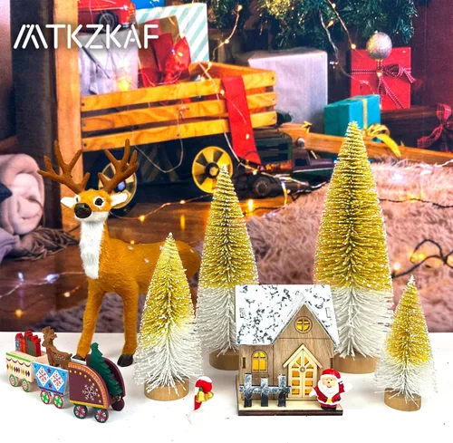 Vista 2 de Mini árboles de Navidad de cepillo para botellas, árboles de Navidad para decoraciones navideñas, multicolor para mesa, árbol de Navidad degradado