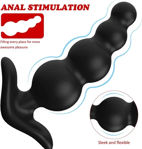 Vista 2 de Tapones anales de silicona con cuentas anales, entrenador anal con 3 tamaños diferentes, juegos de entrenamiento anal para usuarios avanzados