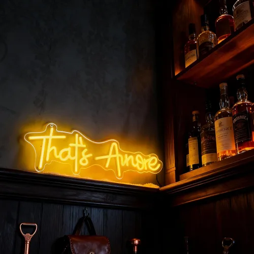 Vista 5 de Letrero de neón con texto en inglés "That's Amore", luz decorativa alimentada por USB, para dormitorio, sala de estar, hogar, mesa de pared