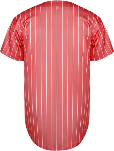 Vista 3 de MNMN Jersey en blanco liso hipster hip hop para hombre, camiseta de béisbol con botones, camisa de manga corta, color blanco, negro, rojo, gris
